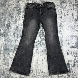Disclosure Jeans Womens 13/31 Black Acid Wash Flare Leg Flap Pocket Denim Pants